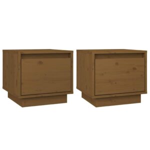 vidaXL 2 db mézbarna tömör fenyőfa éjjeliszekrény 35 x 34 x 32 cm
