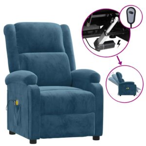 vidaXL kék bársony elektromos masszázsfotel