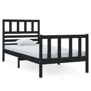 vidaXL fekete tömör fa ágykeret 75 x 190 cm (Small Single)