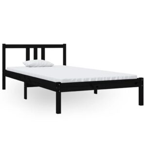 vidaXL fekete tömör fa ágykeret 100 x 200 cm