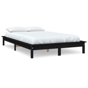vidaXL Super King Size fekete tömör fenyőfa ágykeret 180 x 200 cm