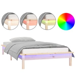 vidaXL tömör fa ágykeret LED-világítással 100 x 200 cm